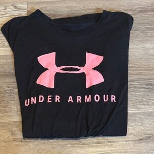 Under Armour Black Tee with Pink Logo